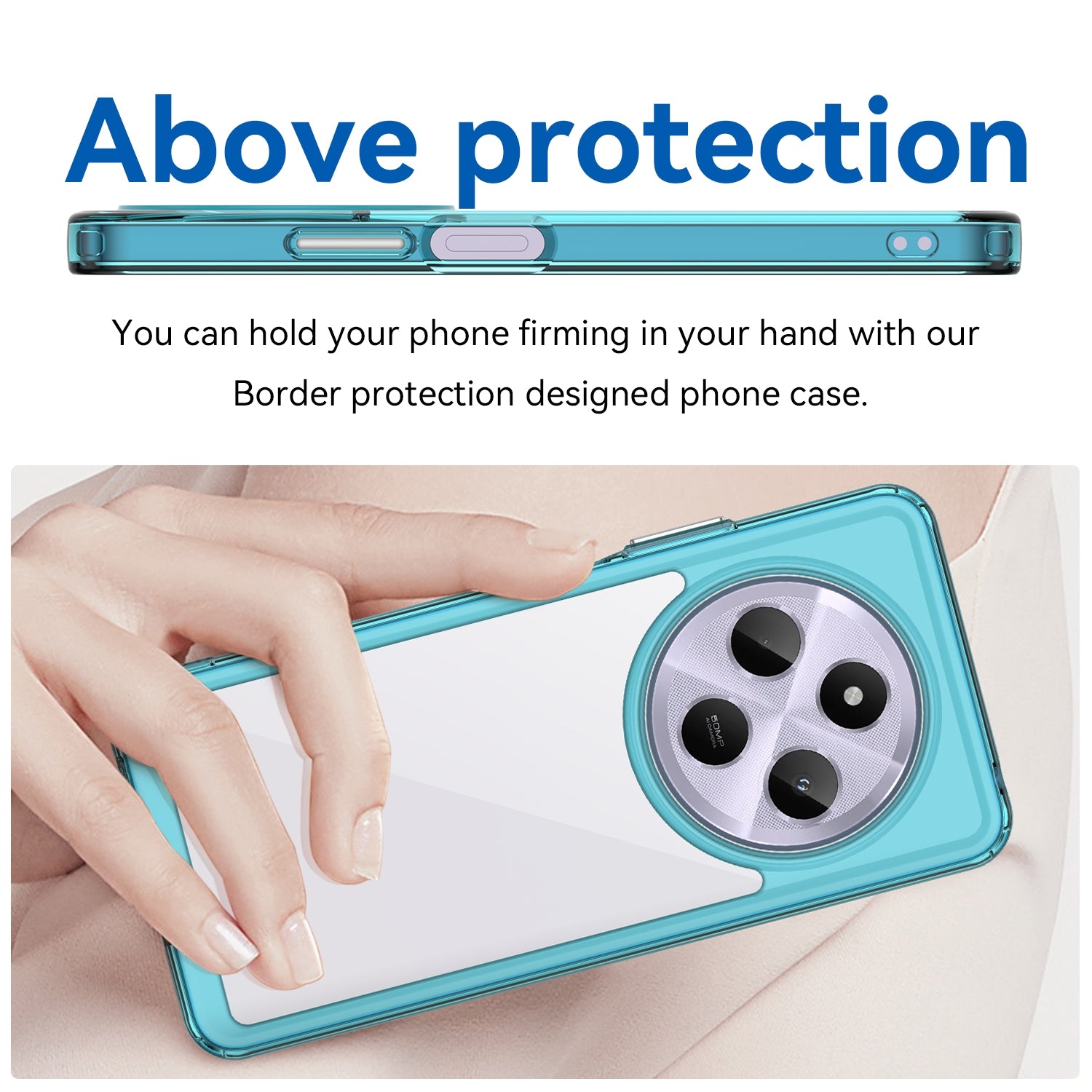 For Redmi 14C 4G Colorful Series Acrylic Hybrid TPU Phone Case(Transparent Blue)