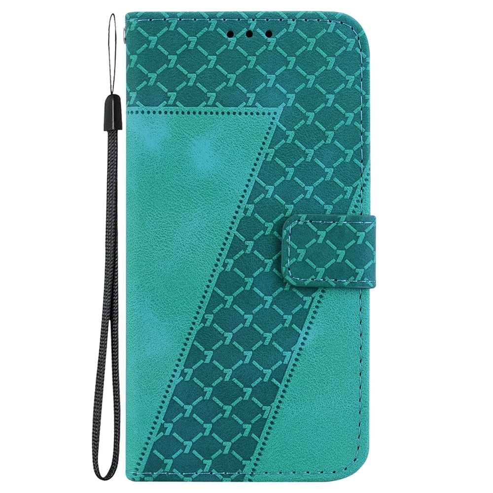 For Redmi 14C 4G Seven-shaped Embossed Leather Phone Case(Green)