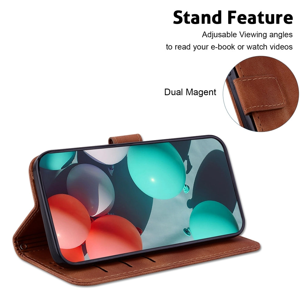 For Redmi 14C 4G Seven-shaped Embossed Leather Phone Case(Brown)