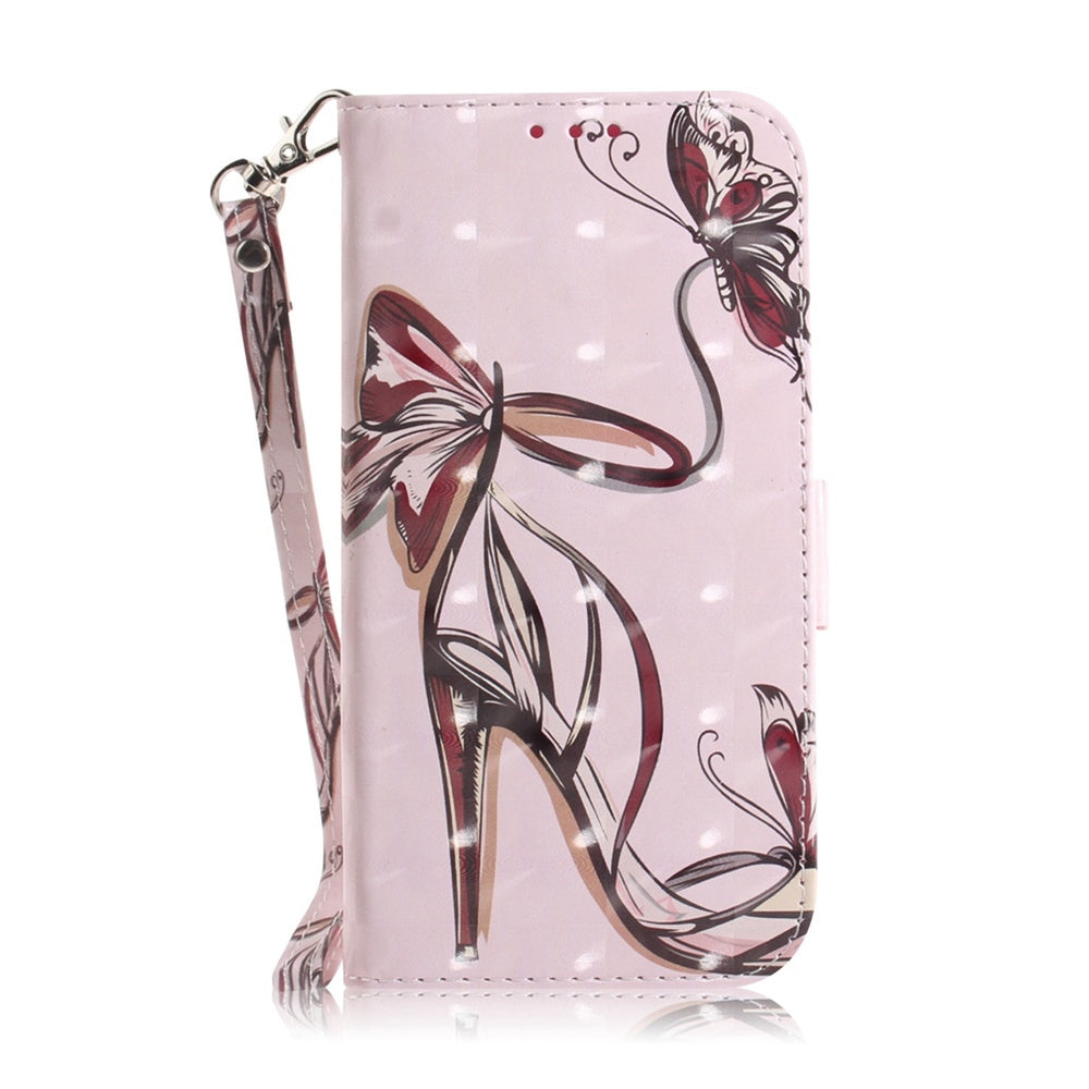 For Redmi 14C 4G 3D Colored Flip Leather Phone Case(Butterfly High-heeled)