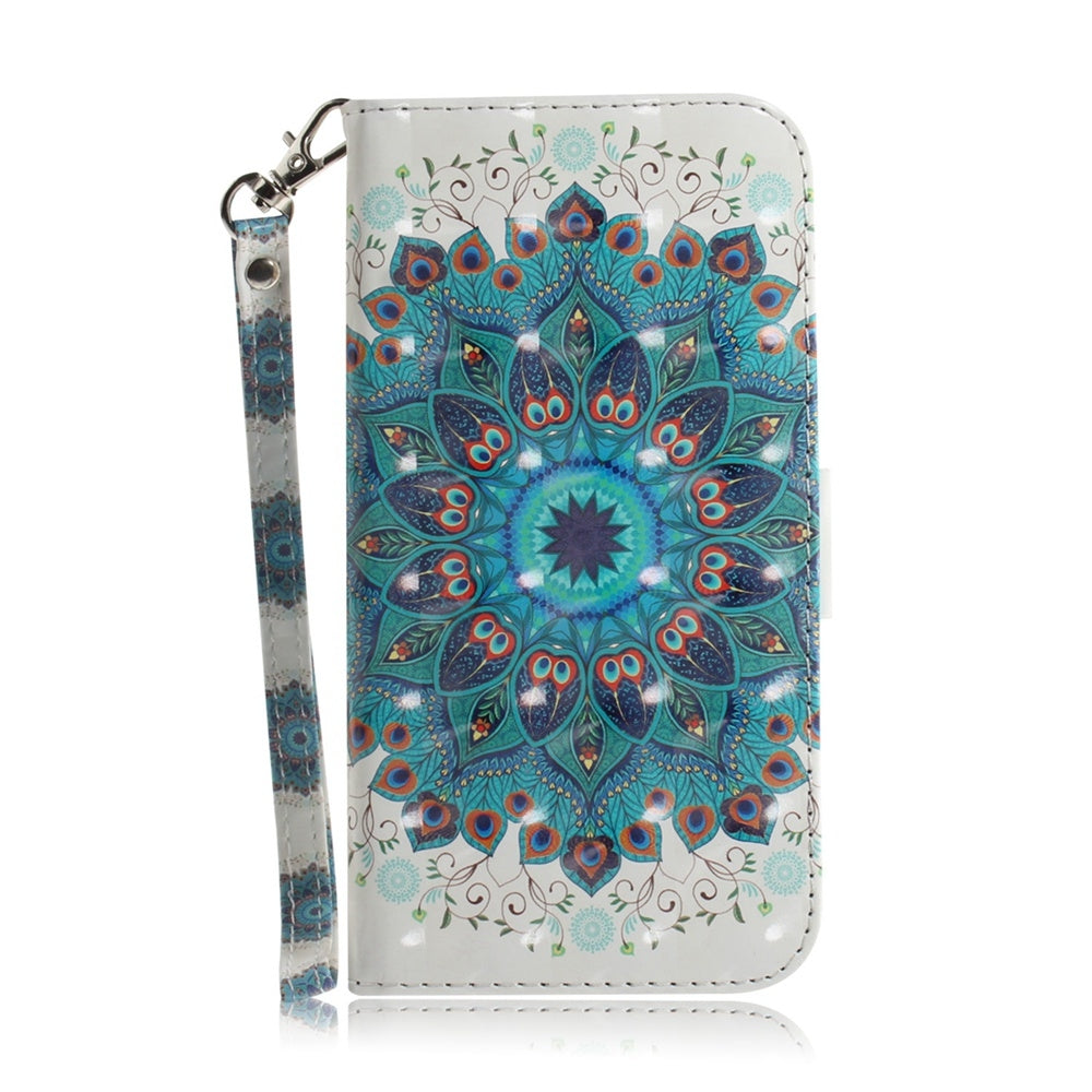 For Redmi 14C 4G 3D Colored Flip Leather Phone Case(Peacock Wreath)