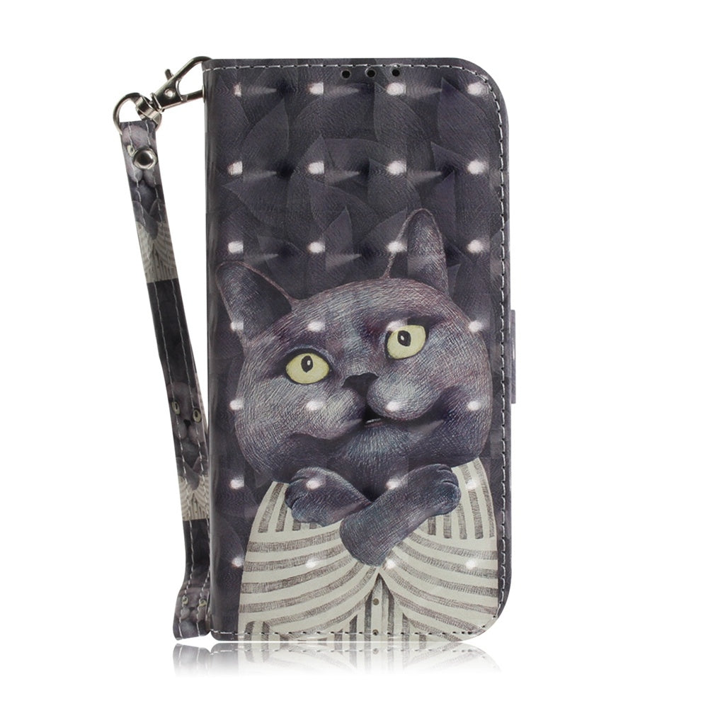 For Redmi 14C 4G 3D Colored Flip Leather Phone Case(Hug Cat)