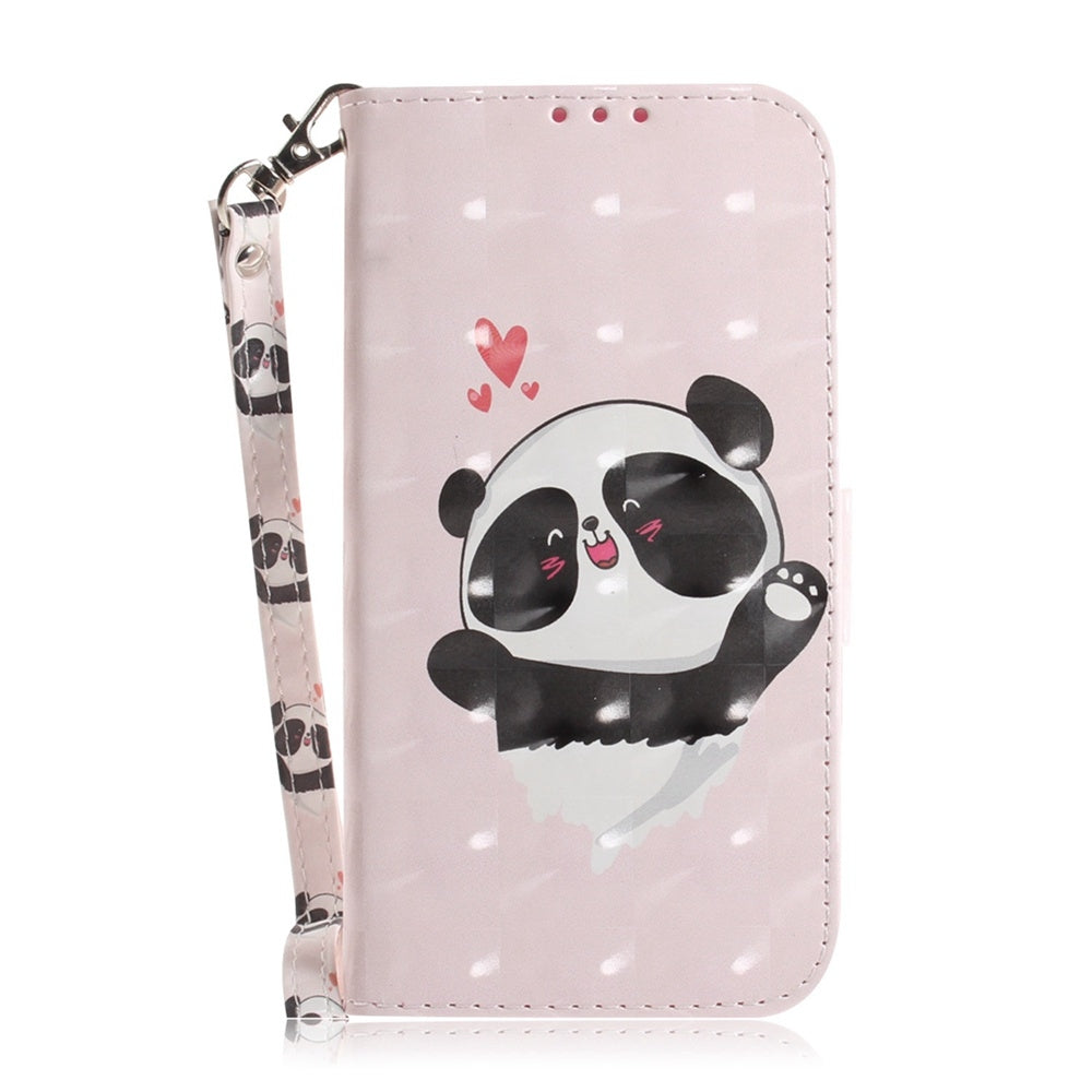 For Redmi 14C 4G 3D Colored Flip Leather Phone Case(Heart Panda)