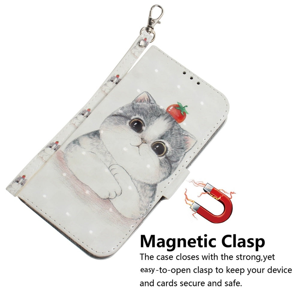 For Redmi 14C 4G 3D Colored Flip Leather Phone Case(Cute Cat)