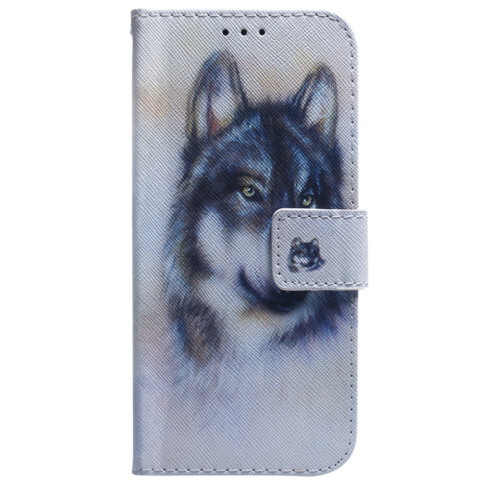 For Redmi 14C 4G Coloured Drawing Flip Leather Phone Case(White Wolf)