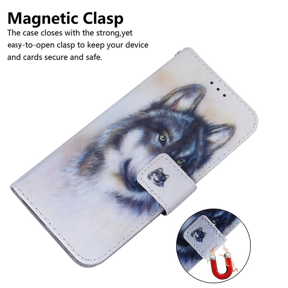 For Redmi 14C 4G Coloured Drawing Flip Leather Phone Case(White Wolf)