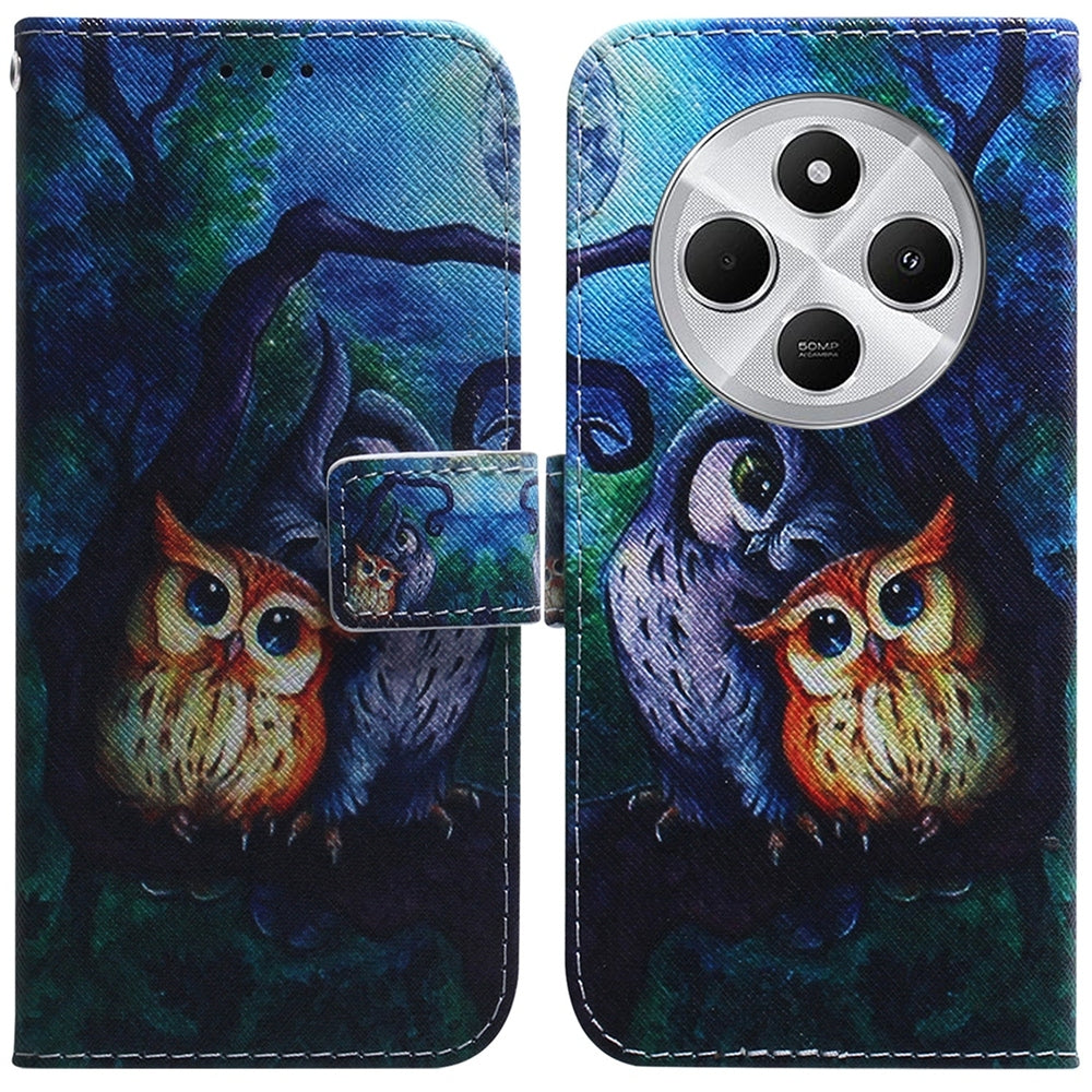 For Redmi 14C 4G Coloured Drawing Flip Leather Phone Case(Oil Painting Owl)