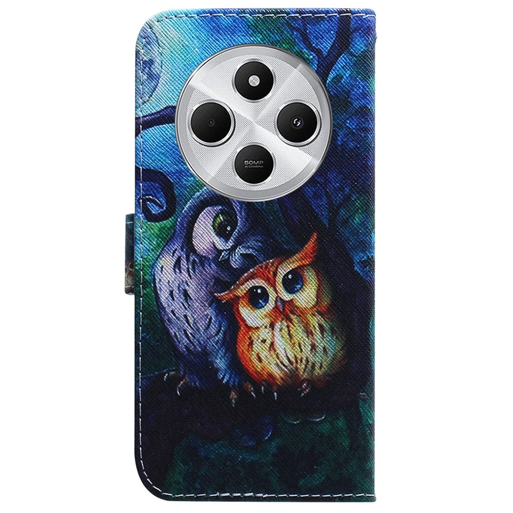 For Redmi 14C 4G Coloured Drawing Flip Leather Phone Case(Oil Painting Owl)