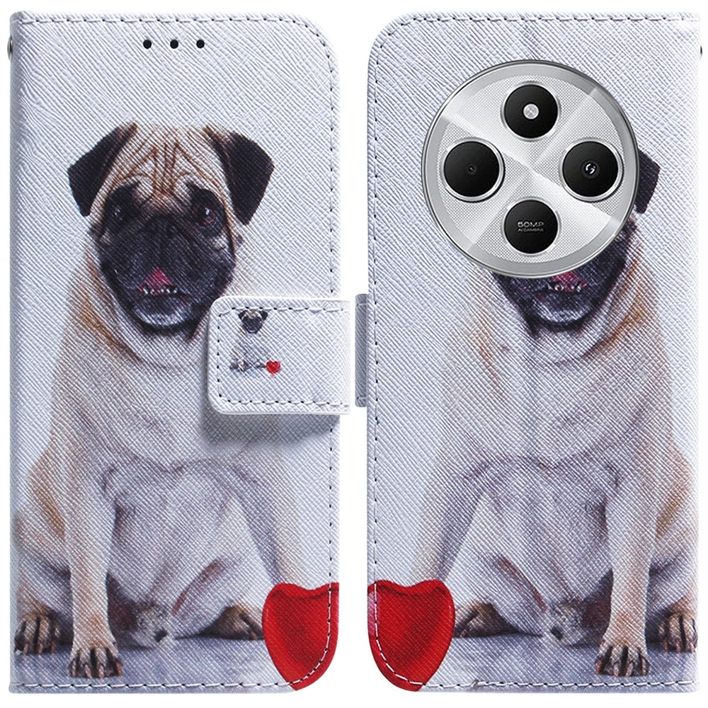 For Redmi 14C 4G Coloured Drawing Flip Leather Phone Case(Pug)