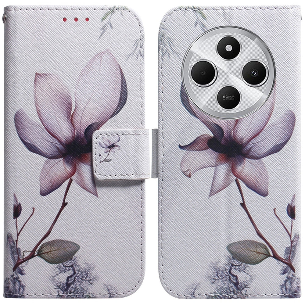 For Redmi 14C 4G Coloured Drawing Flip Leather Phone Case(Magnolia)