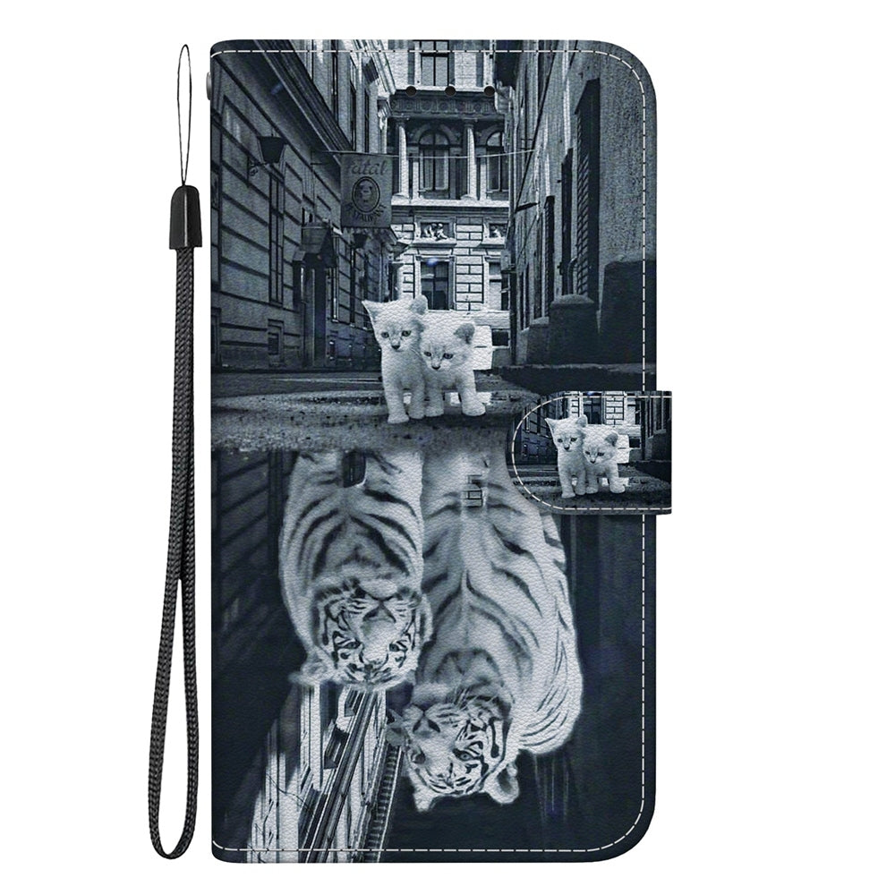 For Redmi 14C 4G Crystal Texture Colored Drawing Leather Phone Case(Cat Tiger Reflection)