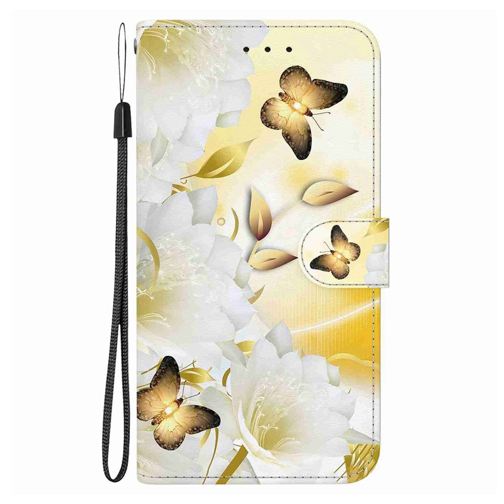 For Redmi 14C 4G Crystal Texture Colored Drawing Leather Phone Case(Gold Butterfly Epiphyllum)