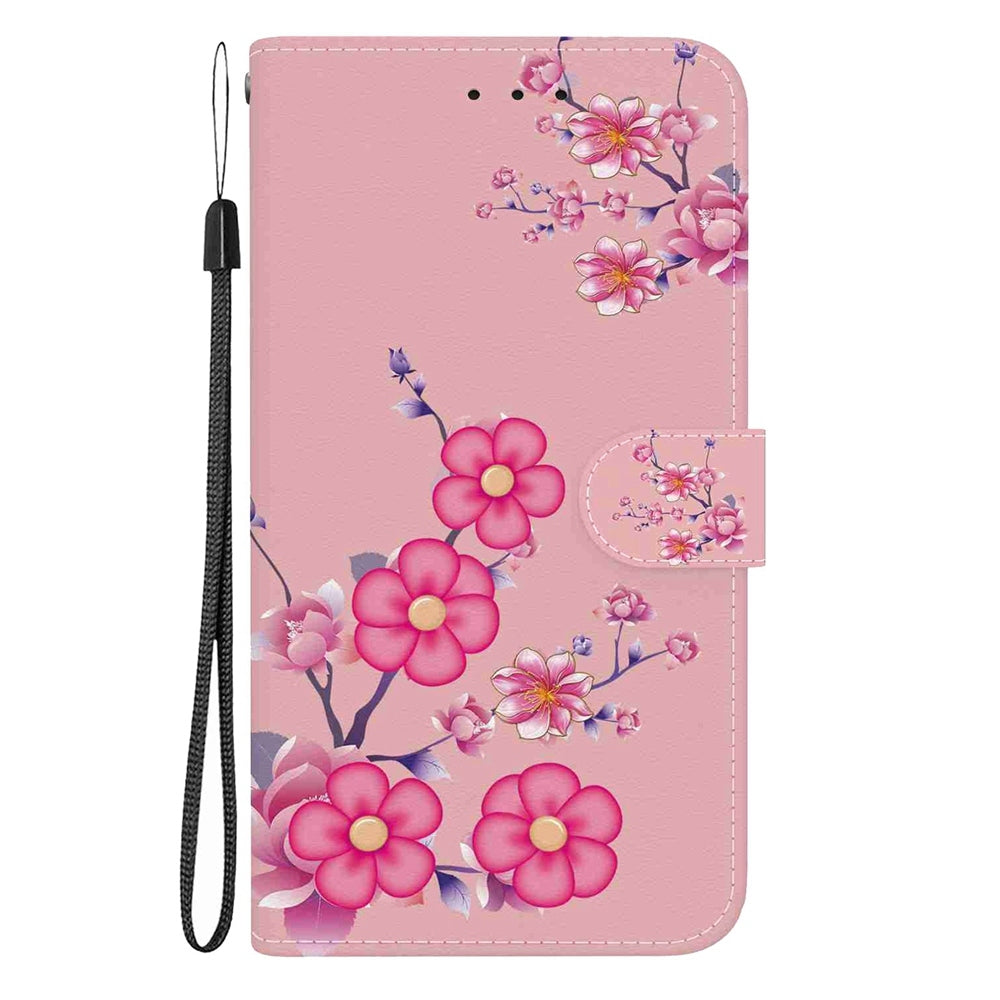 For Redmi 14C 4G Crystal Texture Colored Drawing Leather Phone Case(Cherry Blossoms)