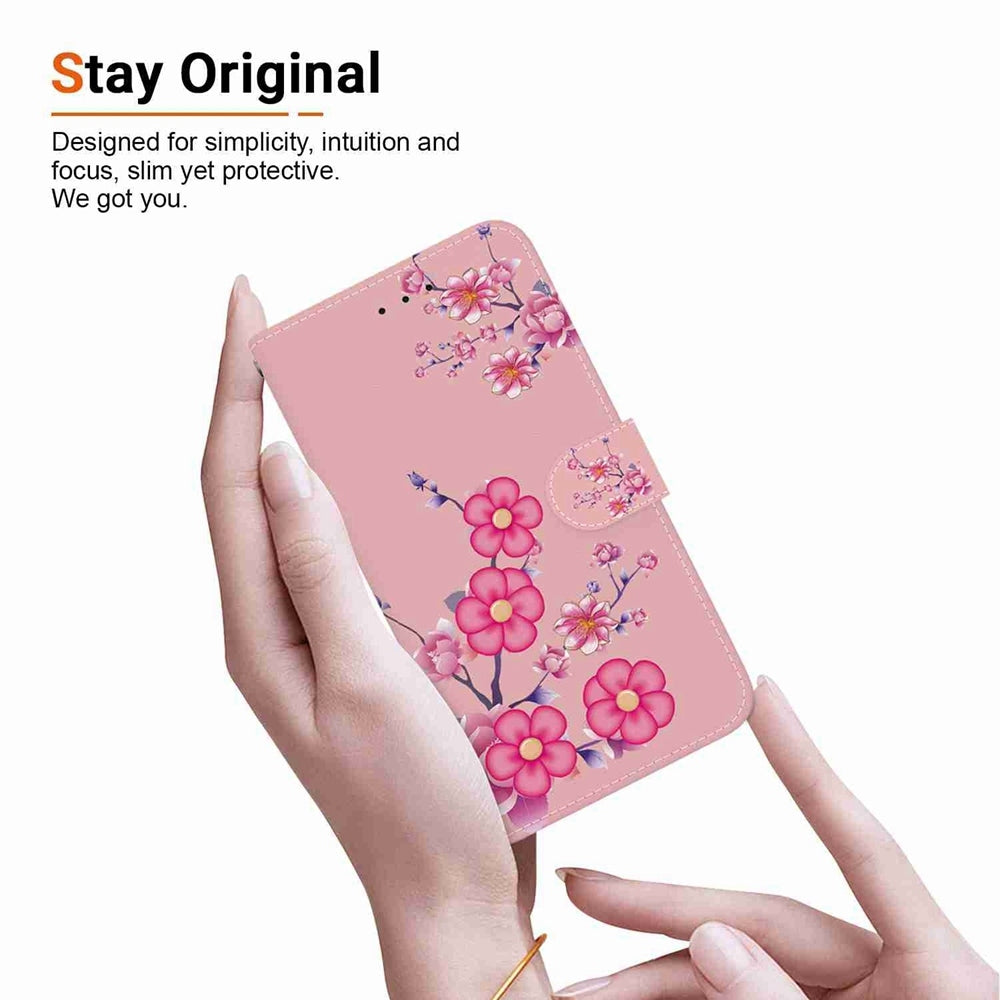 For Redmi 14C 4G Crystal Texture Colored Drawing Leather Phone Case(Cherry Blossoms)