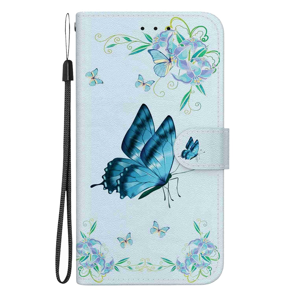 For Redmi 14C 4G Crystal Texture Colored Drawing Leather Phone Case(Blue Pansies)