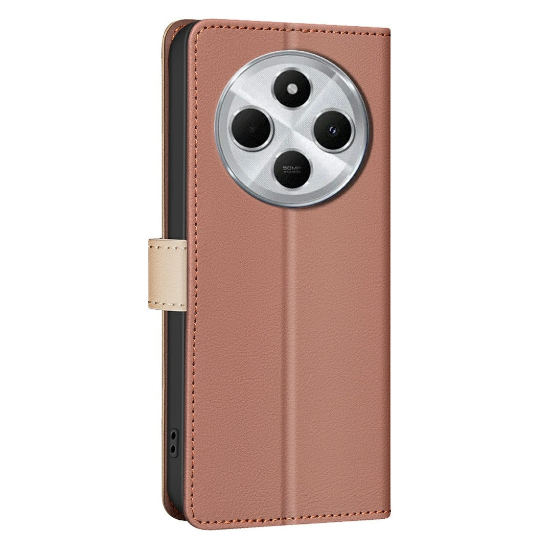 For Redmi 14C 4G Color Matching RFID Anti-theft Leather Phone Case(Brown)