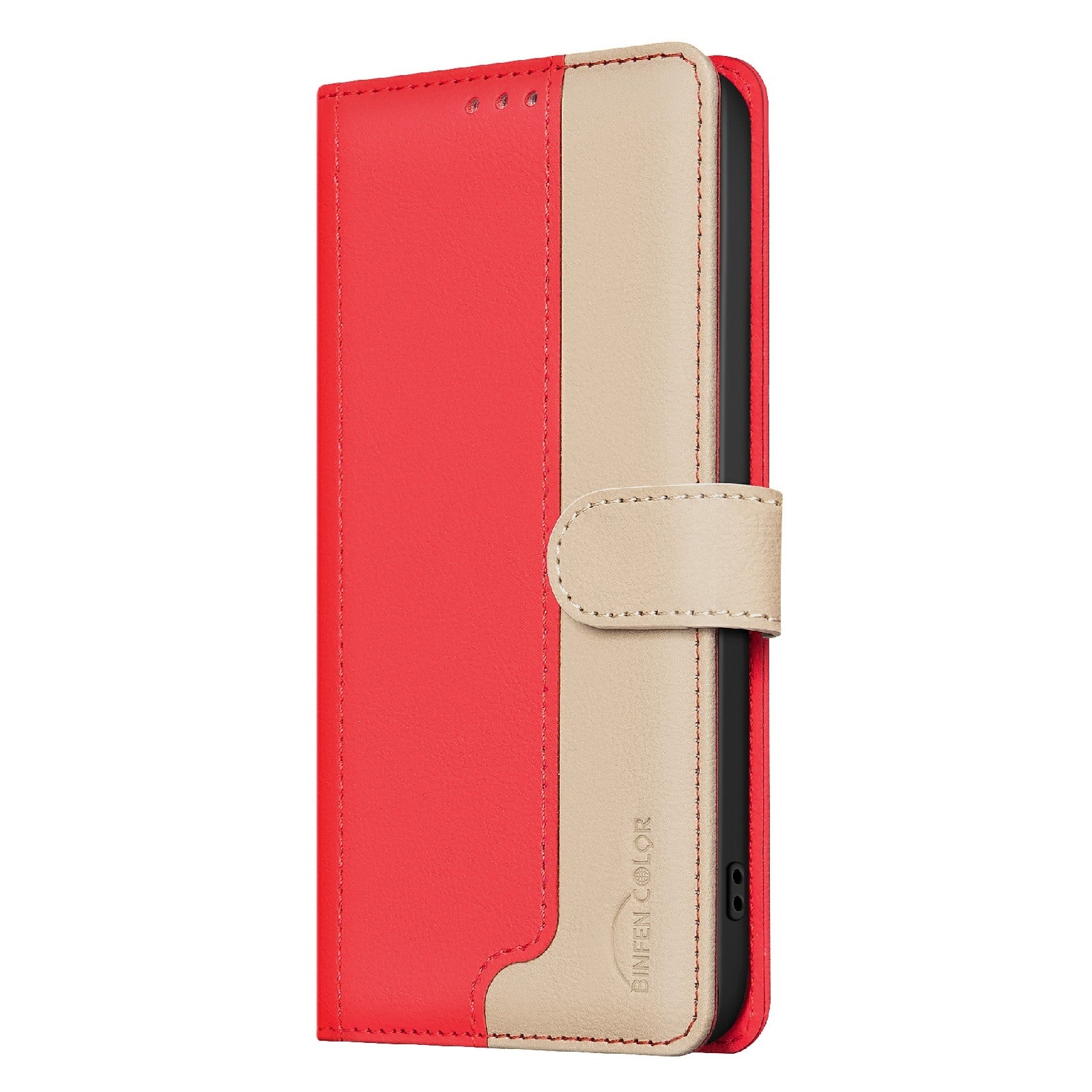 For Redmi 14C 4G Color Matching RFID Anti-theft Leather Phone Case(Red)