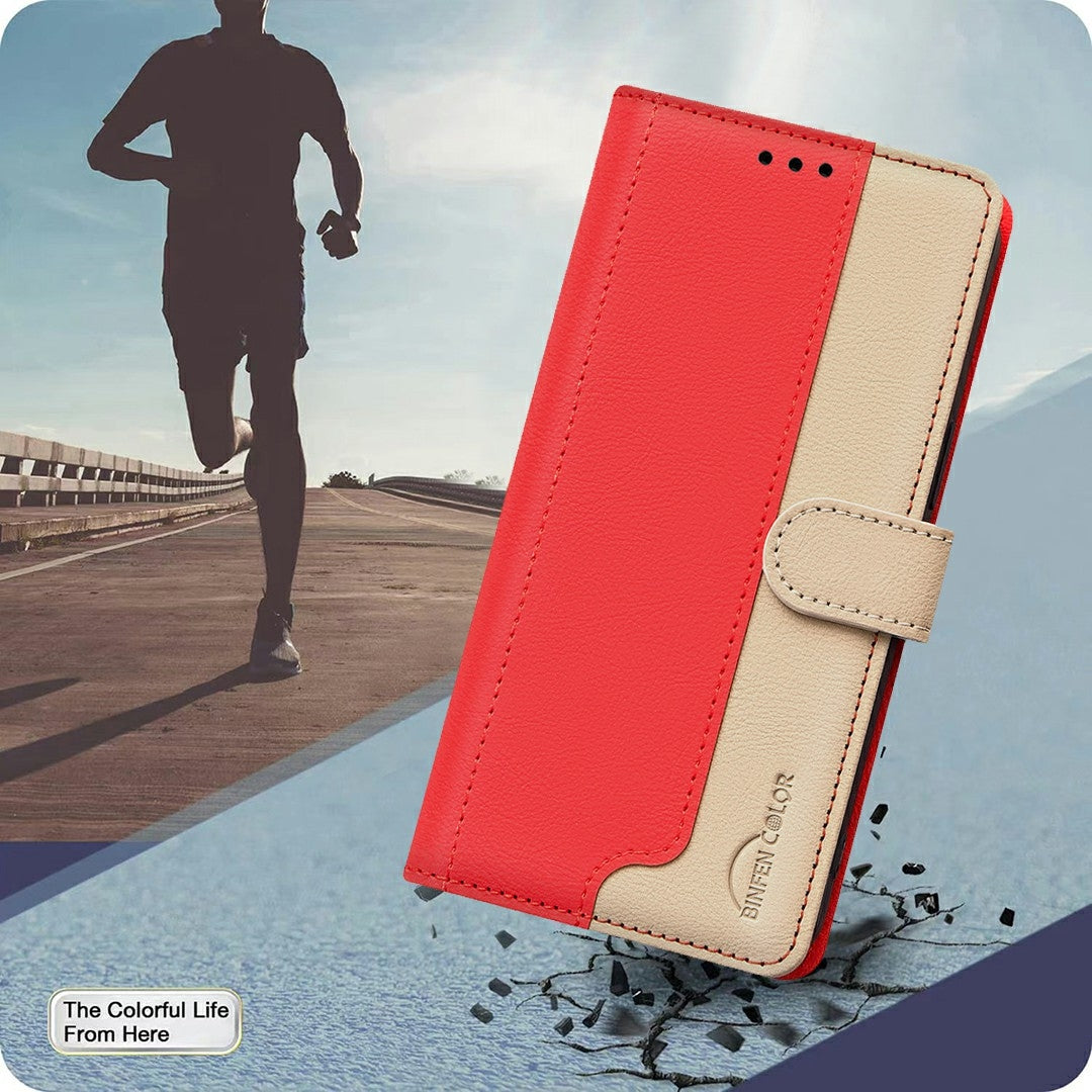 For Redmi 14C 4G Color Matching RFID Anti-theft Leather Phone Case(Red)