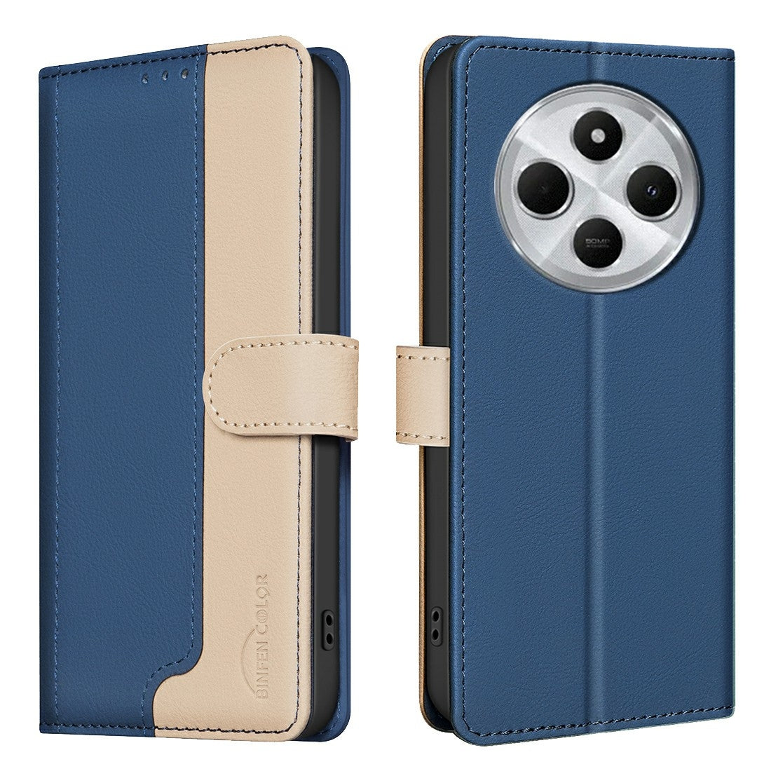 For Redmi 14C 4G Color Matching RFID Anti-theft Leather Phone Case(Blue)