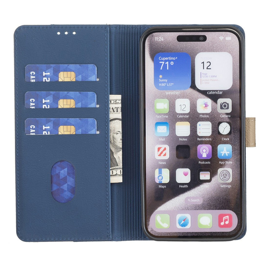 For Redmi 14C 4G Color Matching RFID Anti-theft Leather Phone Case(Blue)