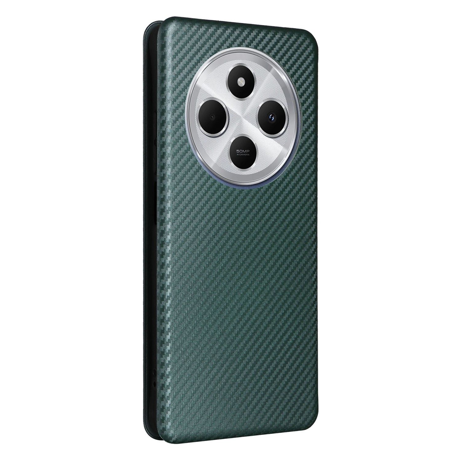 For Redmi 14C Carbon Fiber Texture Flip Leather Phone Case(Green)