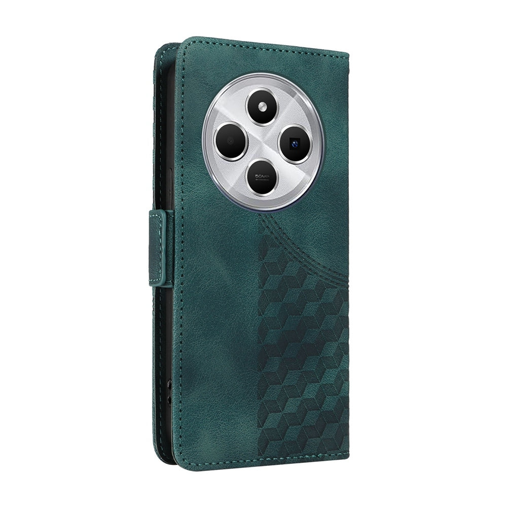 For Redmi 14C 4G Embossed Rhombus Starry Leather Phone Case(Green)