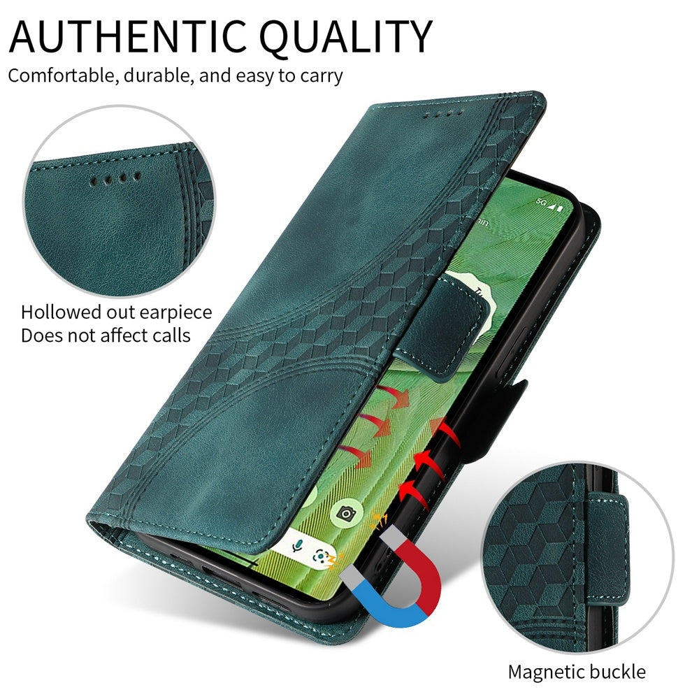 For Redmi 14C 4G Embossed Rhombus Starry Leather Phone Case(Green)