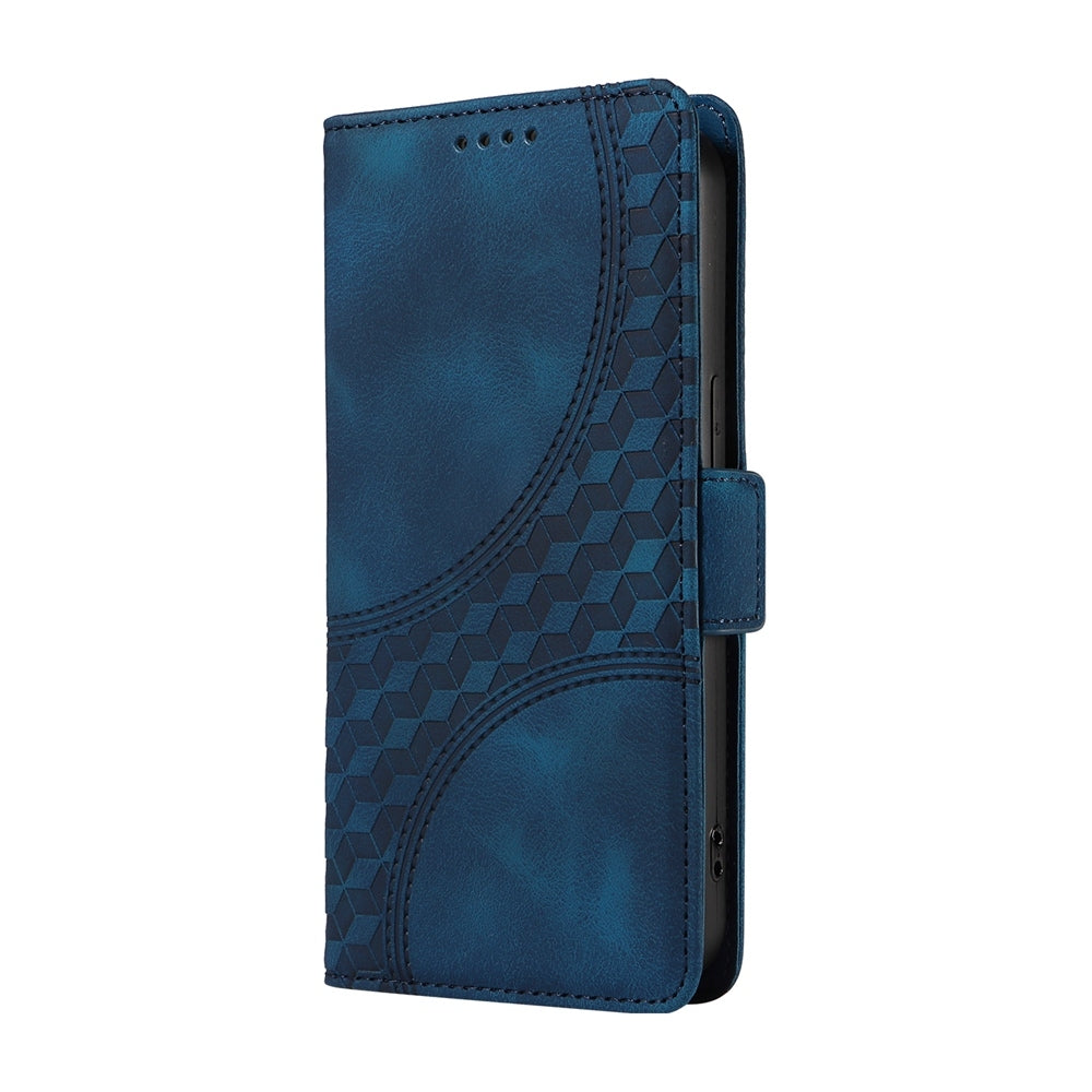 For Redmi 14C 4G Embossed Rhombus Starry Leather Phone Case(Blue)