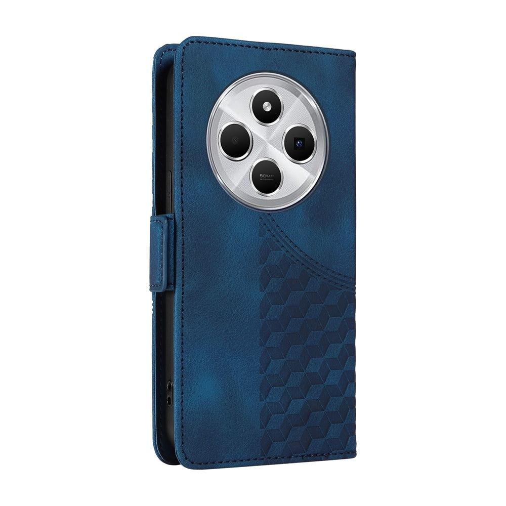 For Redmi 14C 4G Embossed Rhombus Starry Leather Phone Case(Blue)