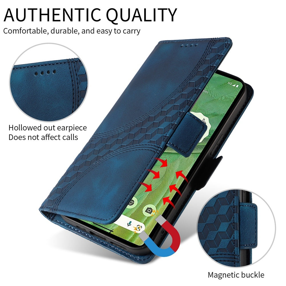 For Redmi 14C 4G Embossed Rhombus Starry Leather Phone Case(Blue)