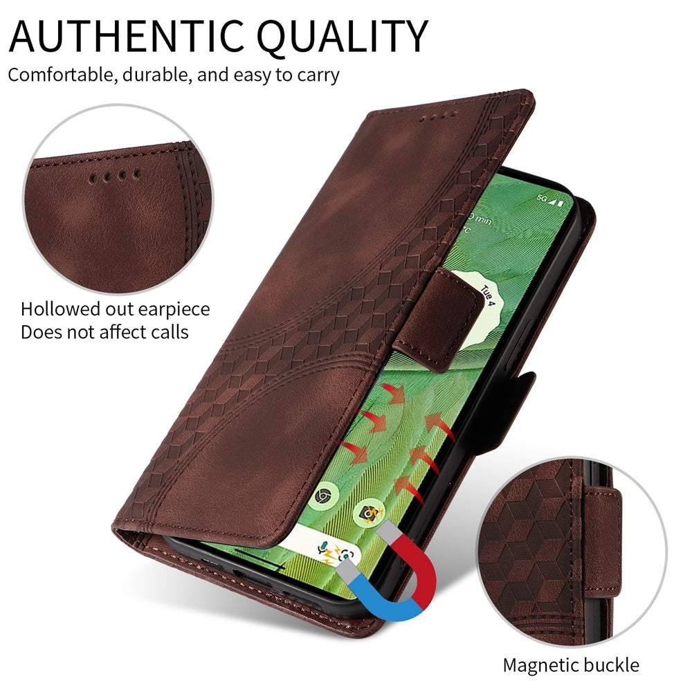 For Redmi 14C 4G Embossed Rhombus Starry Leather Phone Case(Brown)