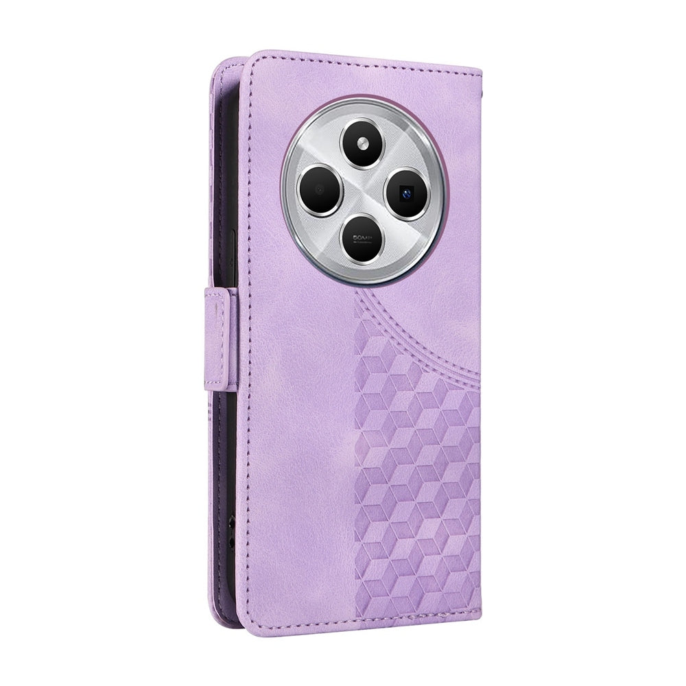 For Redmi 14C 4G Embossed Rhombus Starry Leather Phone Case(Purple)