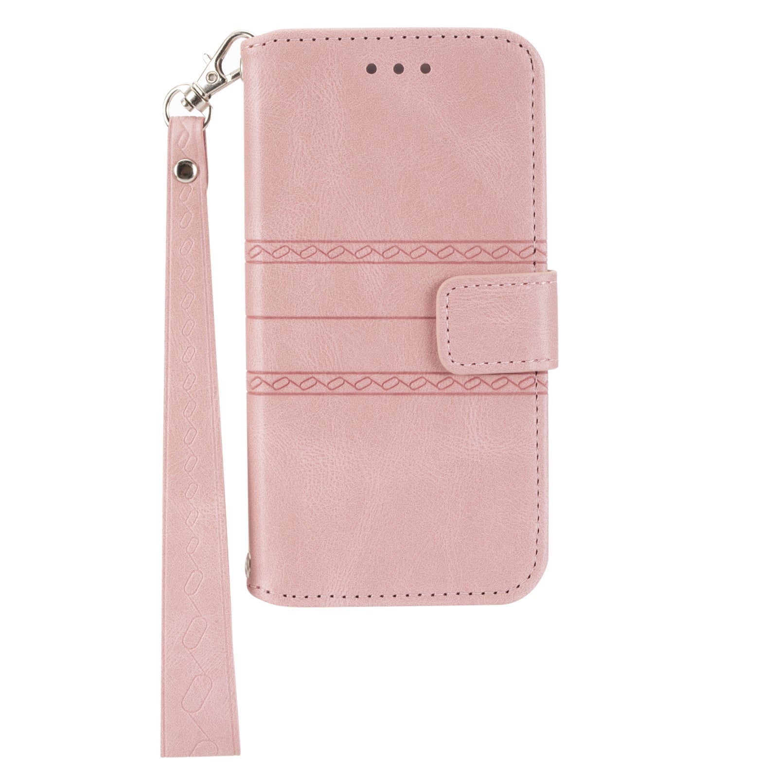 For Redmi 14C 4G Embossed Stripes Skin Feel Leather Phone Case(Pink)