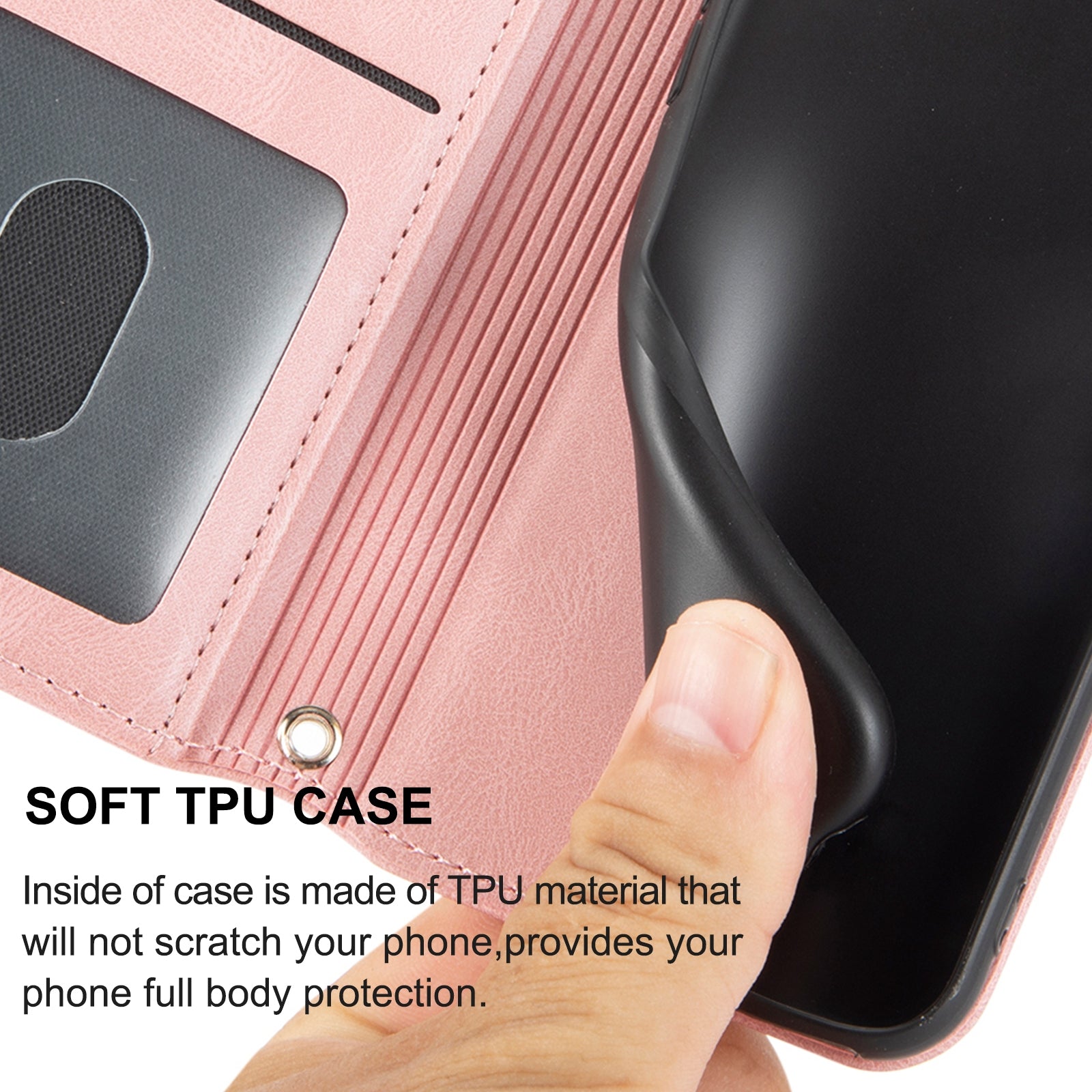 For Redmi 14C 4G Embossed Stripes Skin Feel Leather Phone Case(Pink)