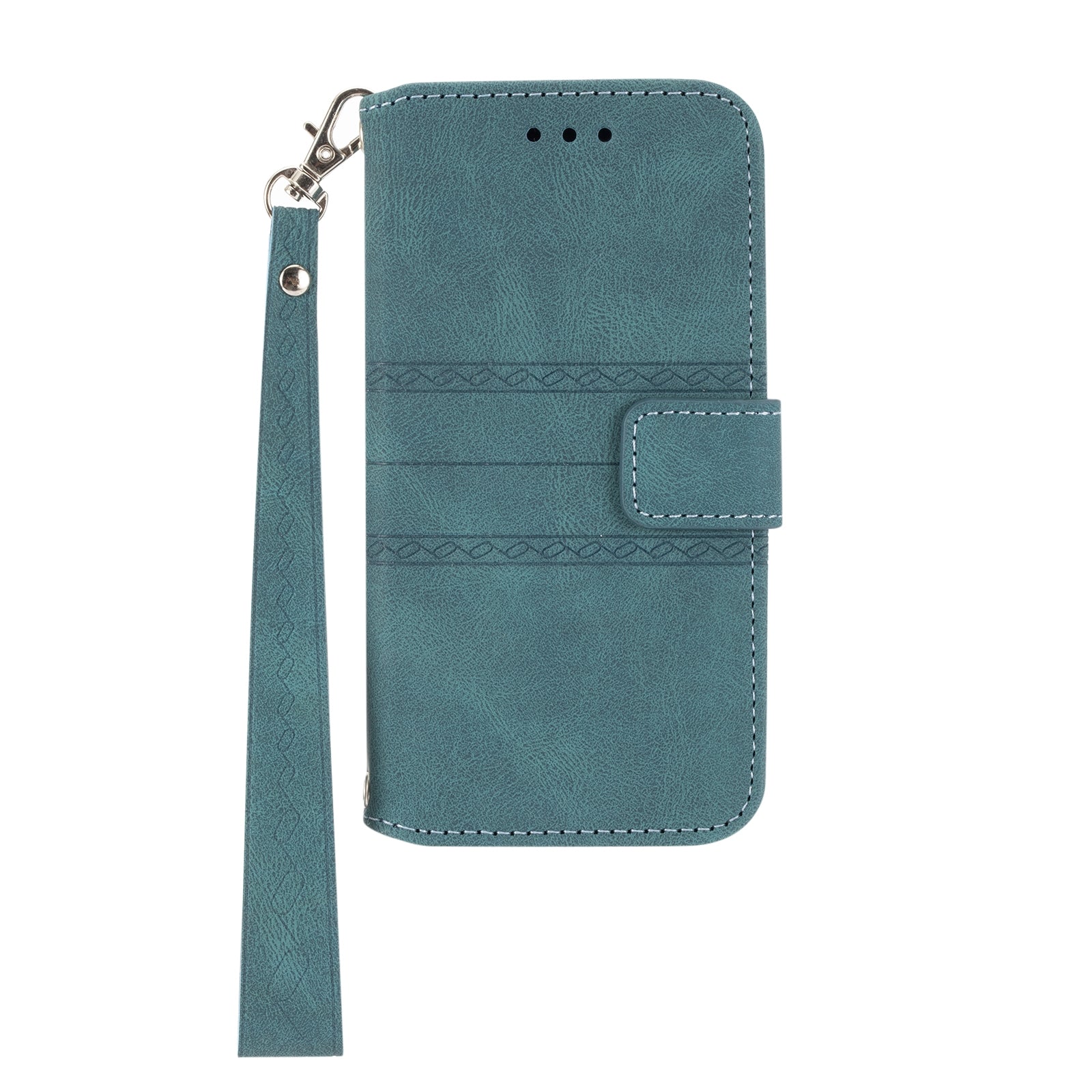 For Redmi 14C 4G Embossed Stripes Skin Feel Leather Phone Case(Dark Green)