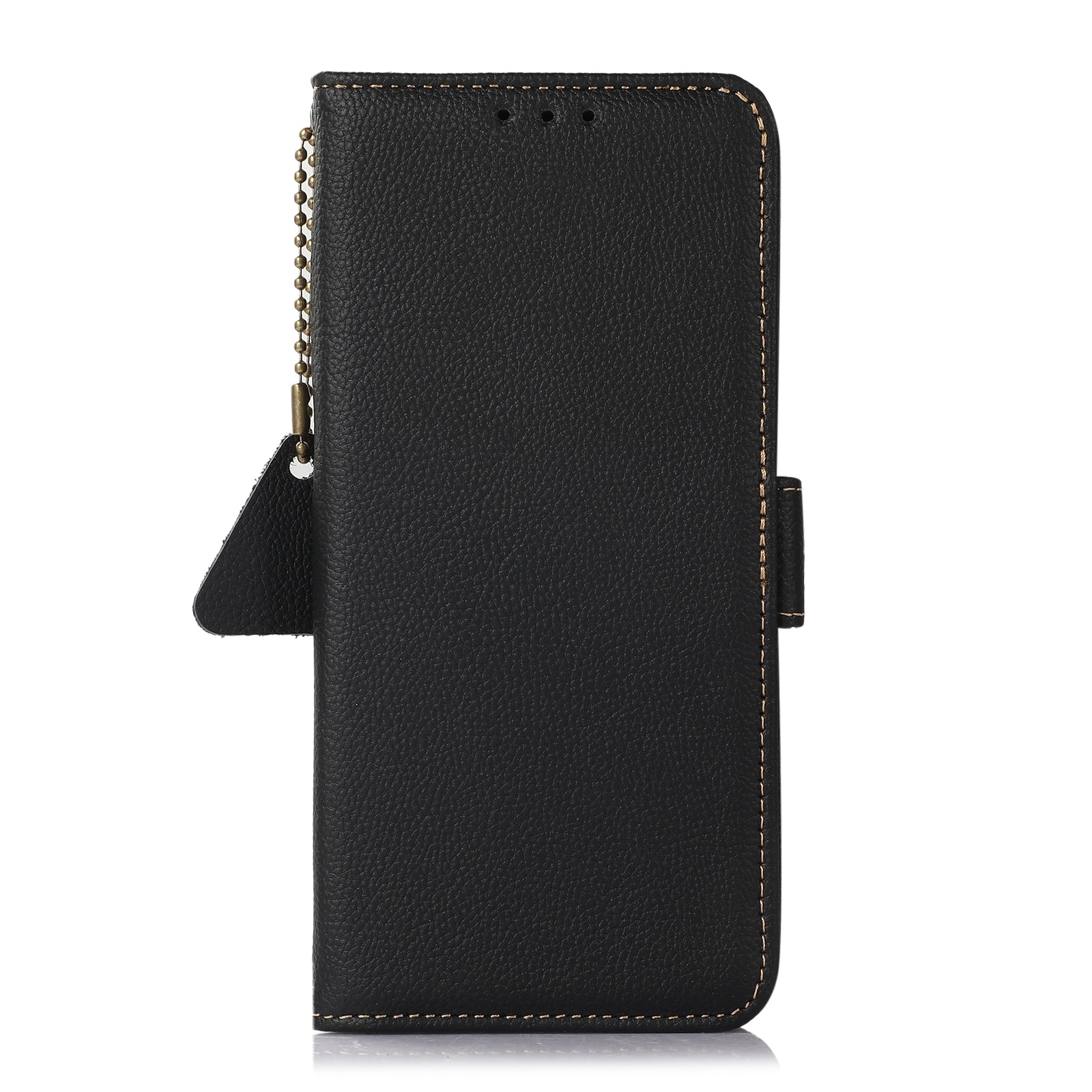 For Redmi 14C 4G Side-Magnetic TJ Genuine Leather RFID Phone Case(Black)