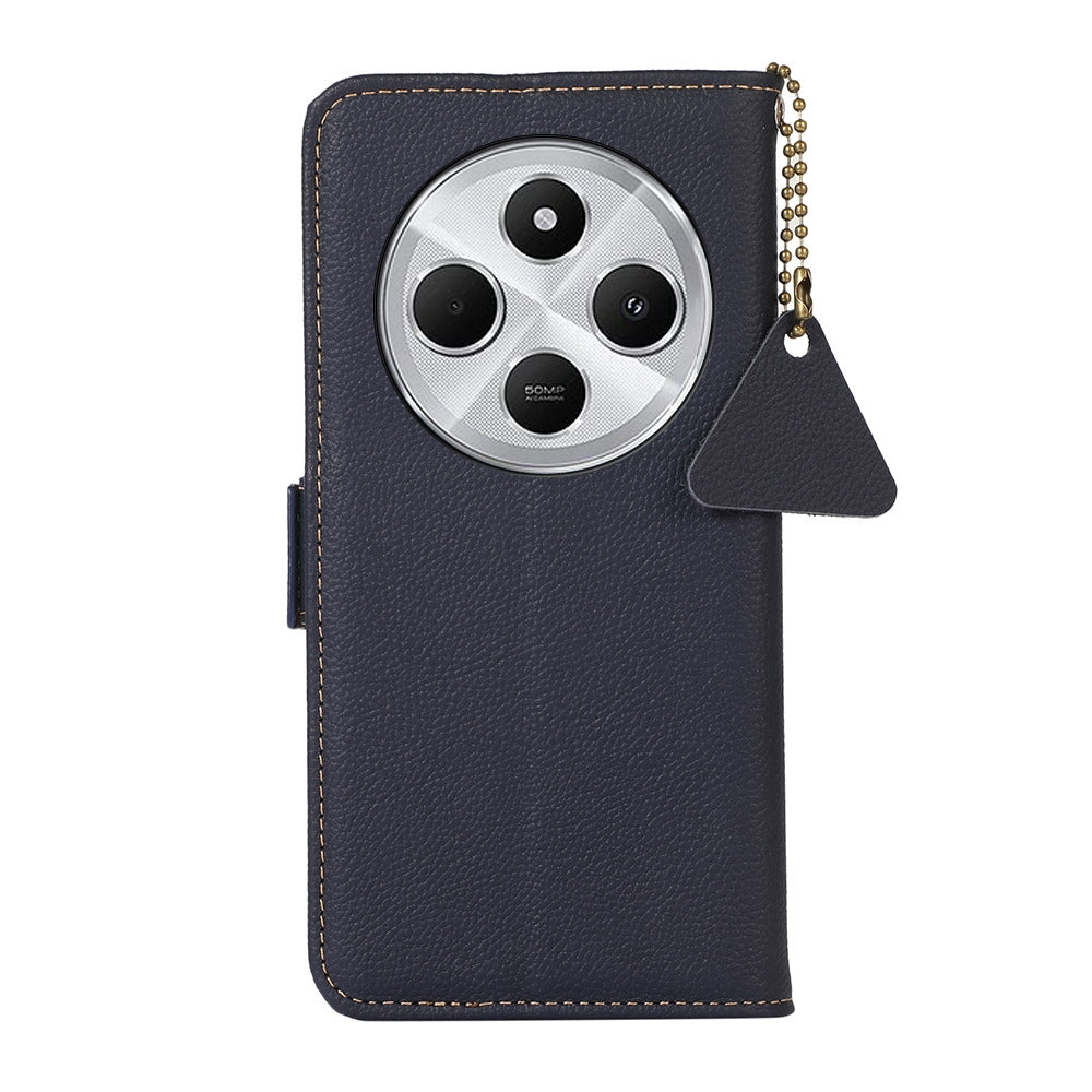 For Redmi 14C 4G Side-Magnetic TJ Genuine Leather RFID Phone Case(Blue)