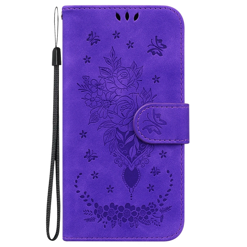 For Redmi 14C 4G Butterfly Rose Embossed Leather Phone Case(Purple)