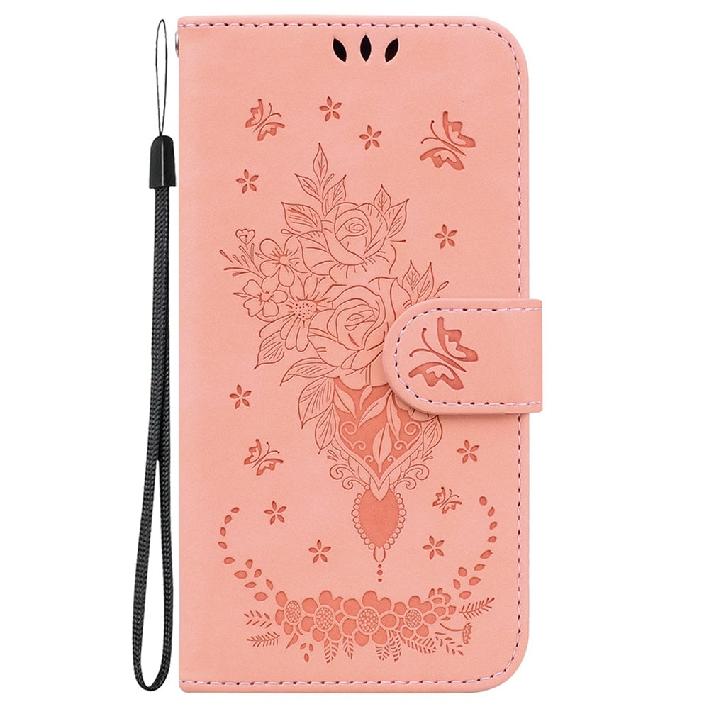 For Redmi 14C 4G Butterfly Rose Embossed Leather Phone Case(Pink)