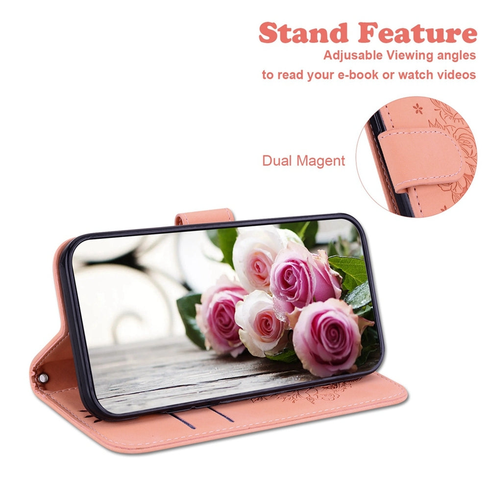 For Redmi 14C 4G Butterfly Rose Embossed Leather Phone Case(Pink)