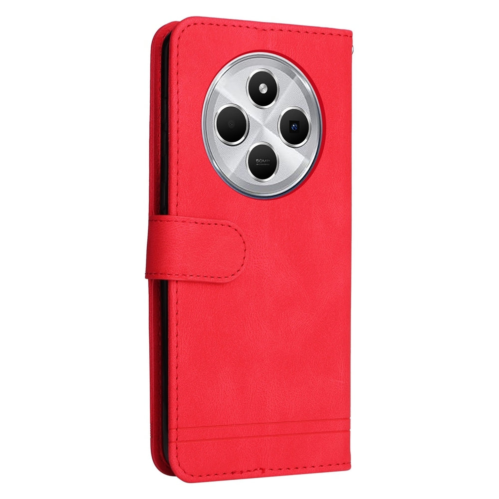 For Redmi 14C 4G Skin Feel Life Tree Metal Button Leather Phone Case(Red)