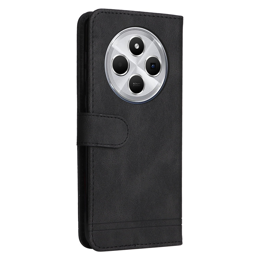 For Redmi 14C 4G Skin Feel Life Tree Metal Button Leather Phone Case(Black)