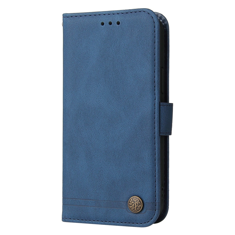 For Redmi 14C 4G Skin Feel Life Tree Metal Button Leather Phone Case(Blue)