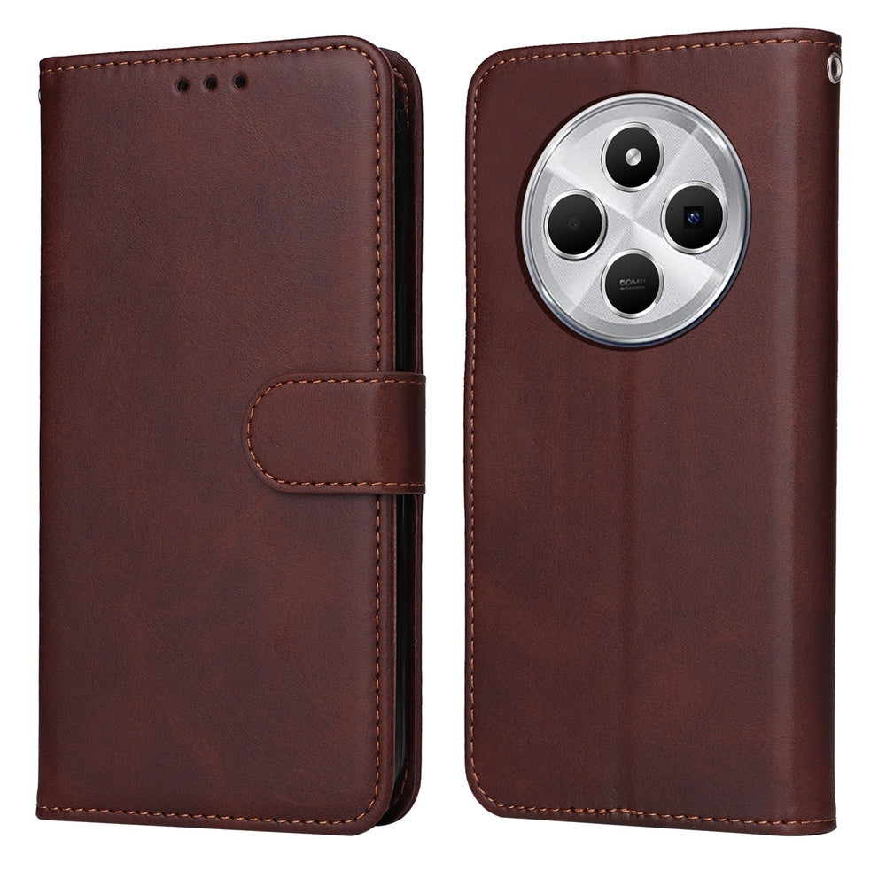 For Redmi 14C 4G Classic Calf Texture Flip Leather Phone Case(Brown)