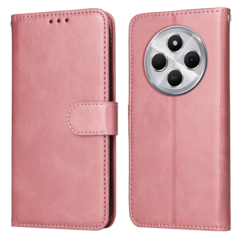 For Redmi 14C 4G Classic Calf Texture Flip Leather Phone Case(Rose Gold)