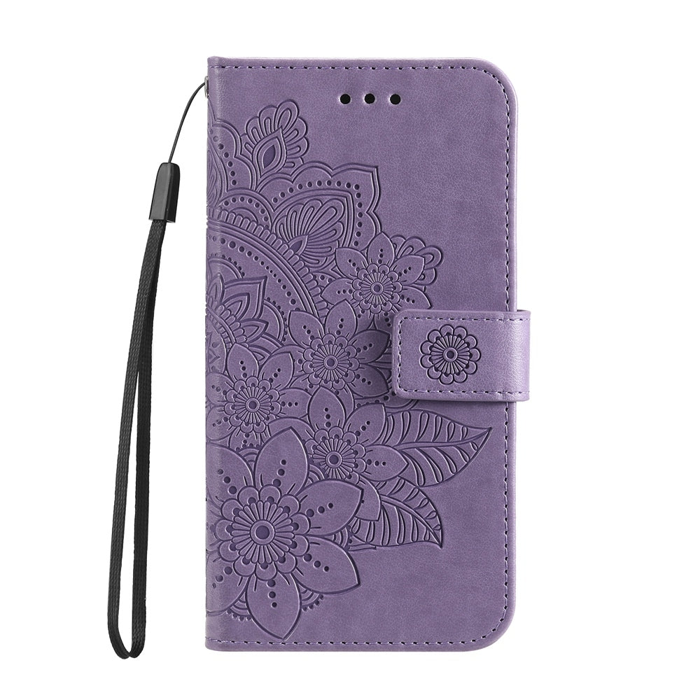 For Redmi 14C 4G Seven-petal Flowers Embossing Leather Phone Case(Light Purple)