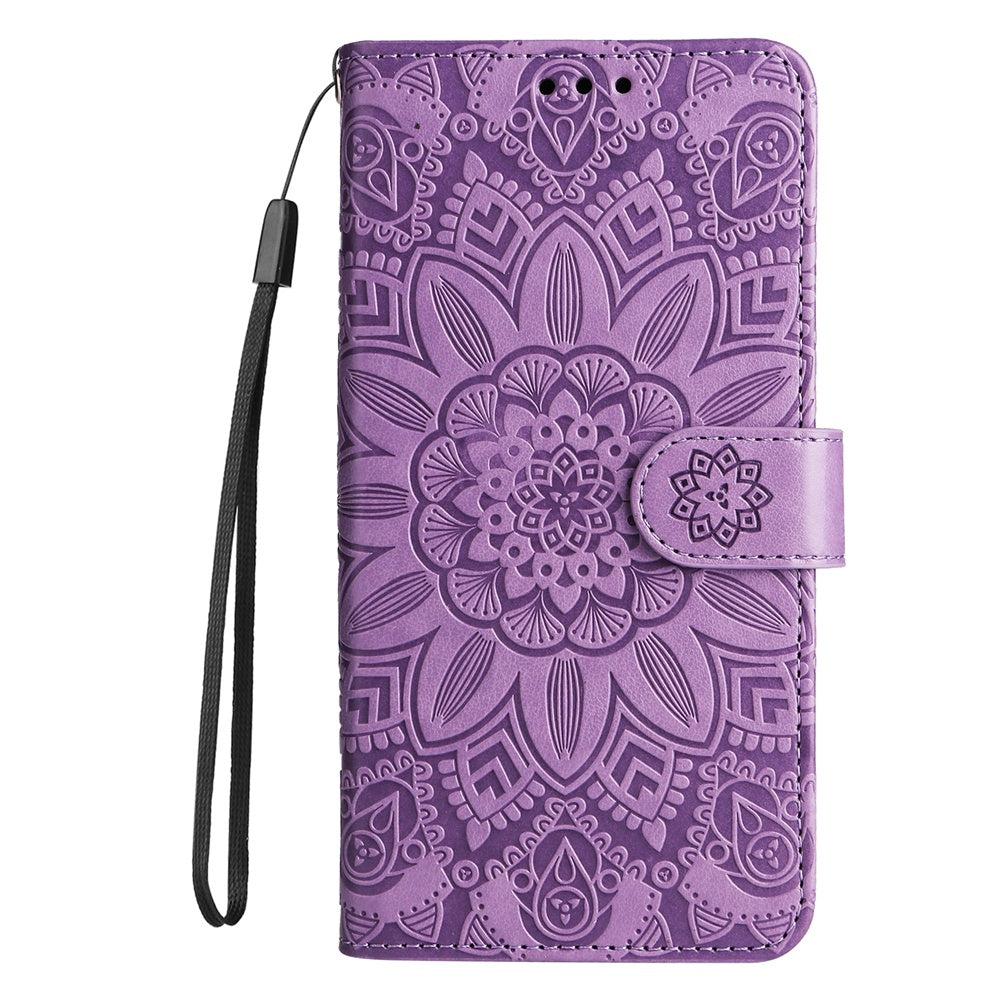 For Redmi 14C 4G Embossed Sunflower Leather Phone Case(Purple)