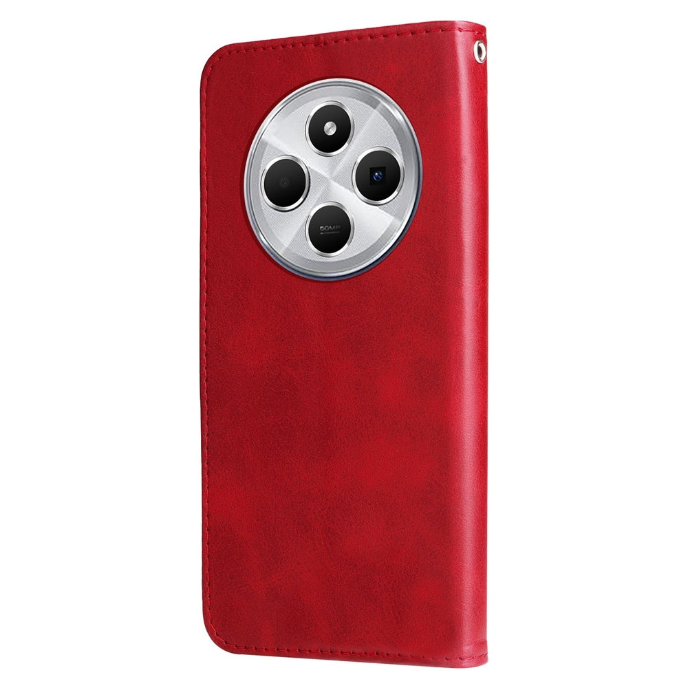 For Redmi 14C 4G Fashion Calf Texture Zipper Leather Phone Case(Red)