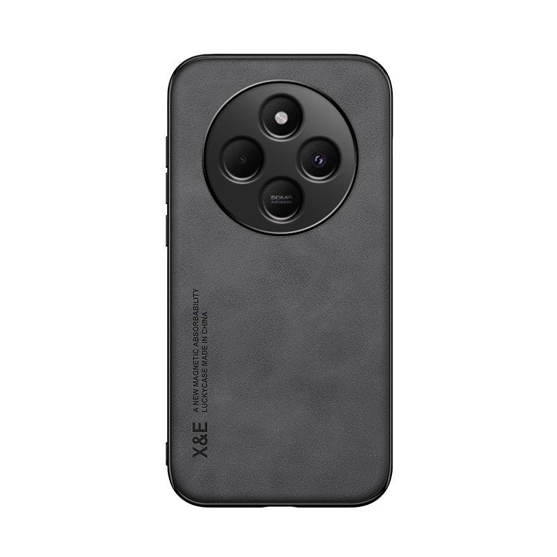 For Redmi 14C 4G Skin Feel Magnetic Leather Back Phone Case(Dark Grey)