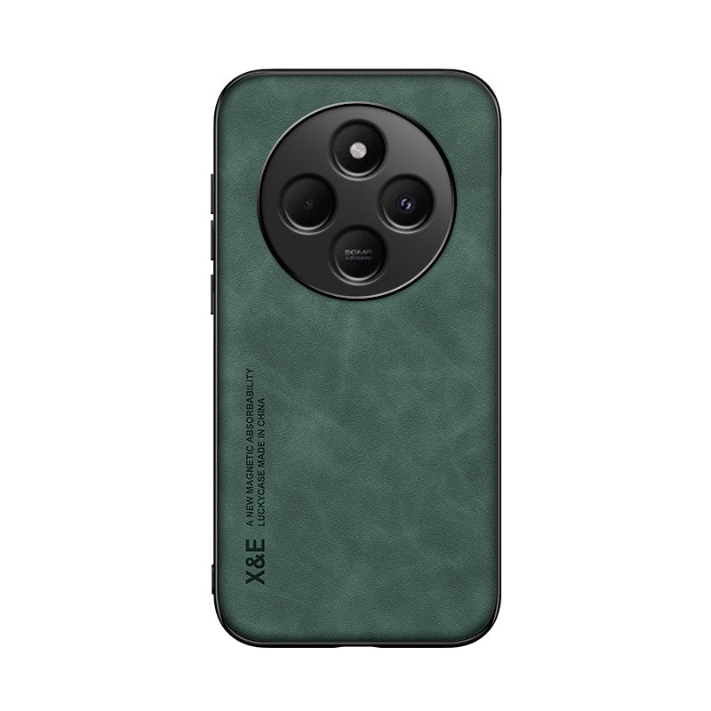 For Redmi 14C 4G Skin Feel Magnetic Leather Back Phone Case(Green)